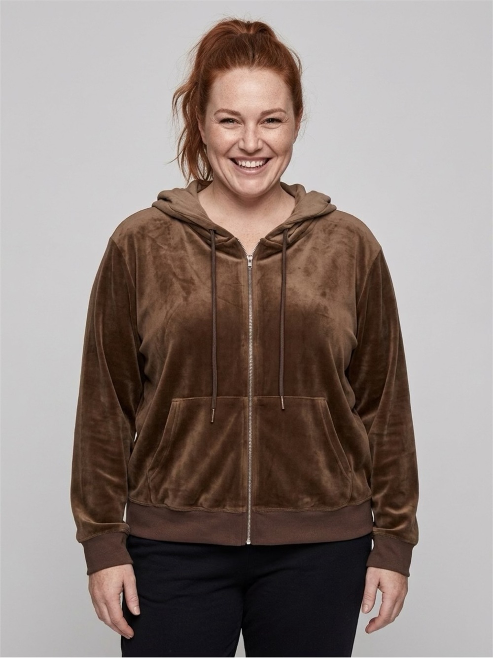 Kreamy Brown Velour Zip Hoodie “Baddie”